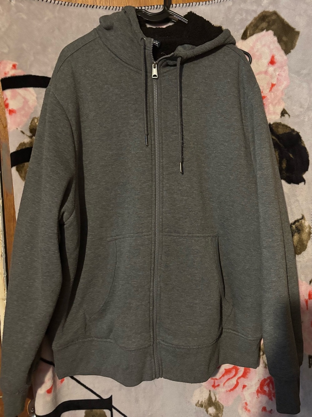 George Men's Dark Gray Zip-Up Hooded Sweater